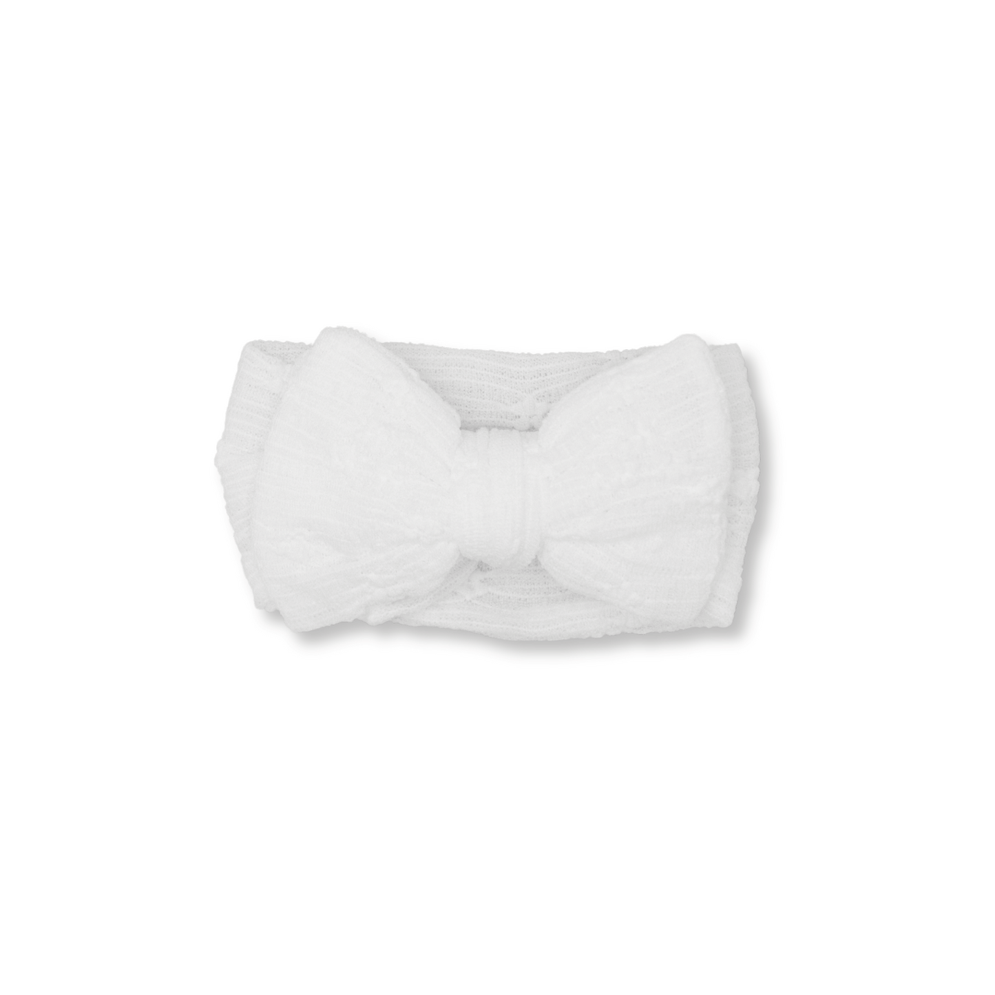 Baby Head Wrap | Stretchy Lace | Large Bow | 0-12m+ | White | FINAL SALE