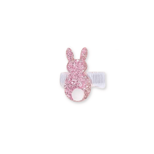 Baby & Toddler Bow | Clip in Hairbow | Pink Glitter Bunny