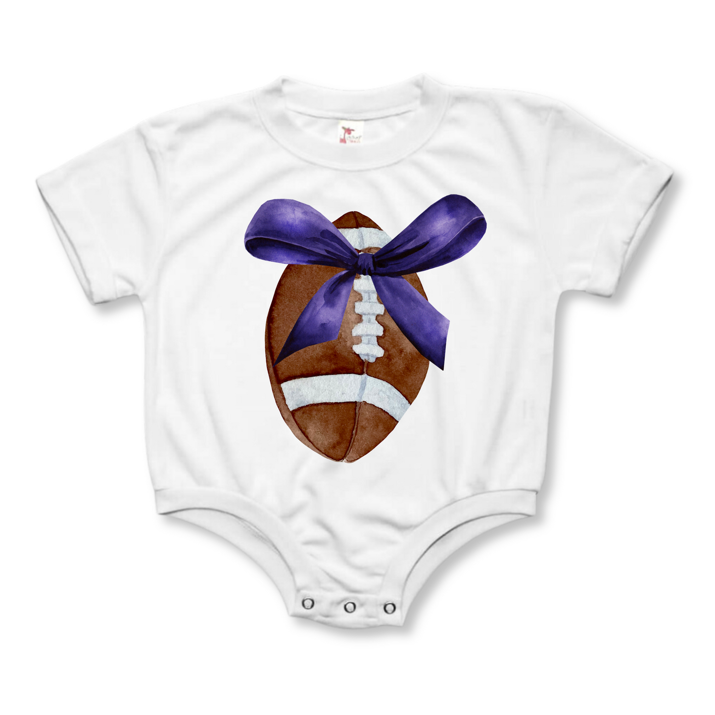 Baby & Toddler Romper | Short Sleeves | Sizes 0-3m to 18-24m | Football Bow