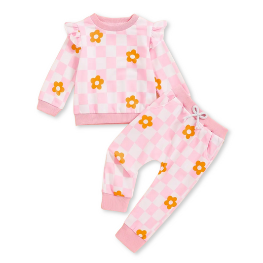 PRE-ORDER Spring Two-Piece Set | Sizes 6-9m to 3T | Pink Daisy Check