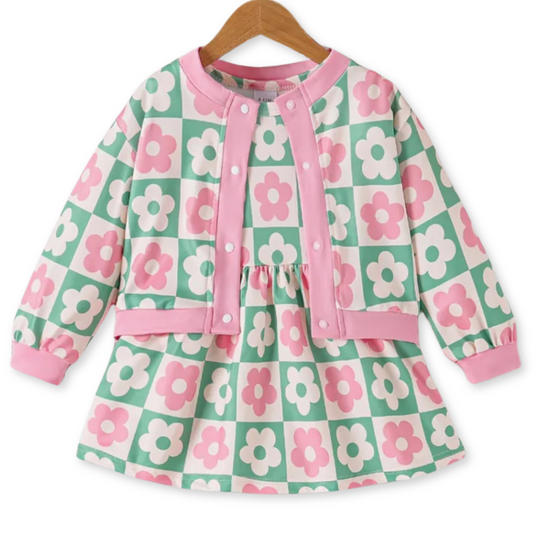 PRE-ORDER Spring Two-Piece Set | Sizes 6-9m to 3T | pink & Green Daisies