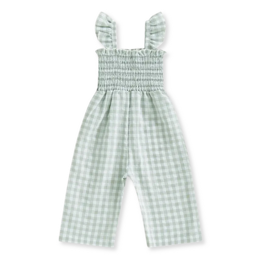 PRE-ORDER Spring Jumpsuit | Sizes 6-12m to 4T | Sage Gingham