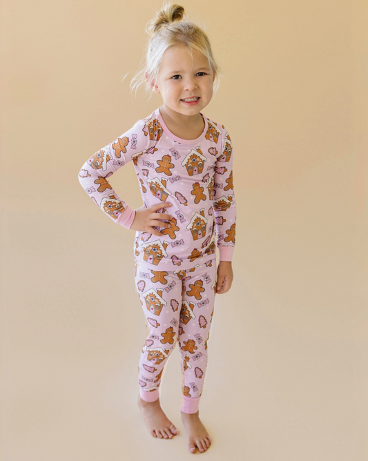 Toddler Bamboo Pajamas Two-piece | Christmas | Sizes 2T to 5T | Gingerbread Girlies